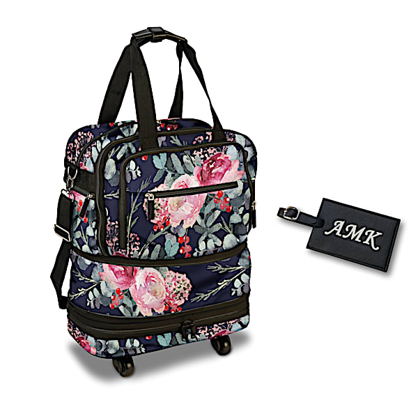On My Way Personalized Floral Print Rolling Travel Bag