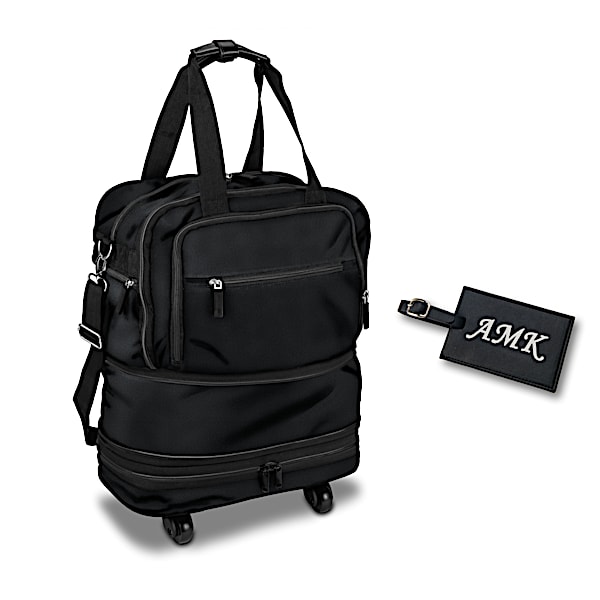 On My Way Black Rolling Travel Bag With Personalized Tag