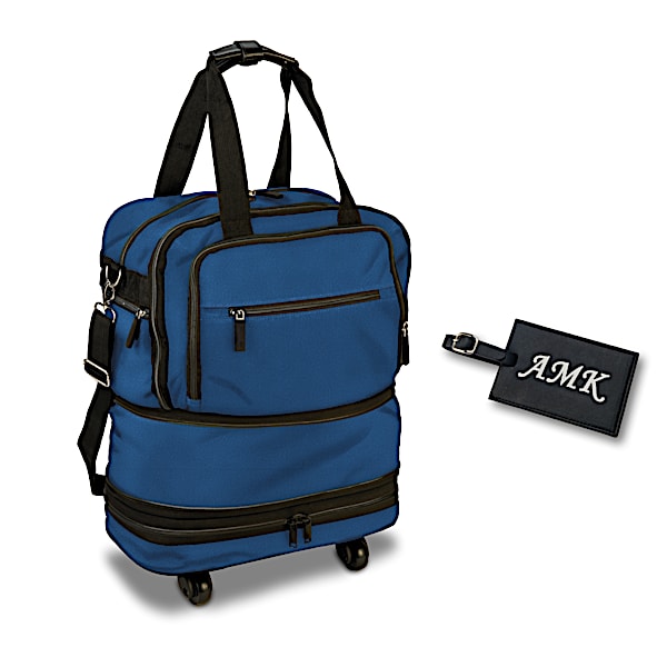 Expandable Foldable Rolling Bag And Tag With Your Initials