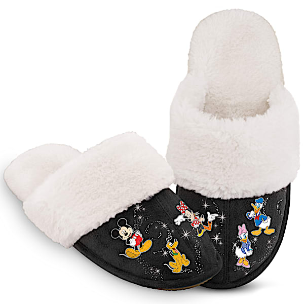 Disney Mickey Mouse & Friends Women's Slippers With Faux Fur