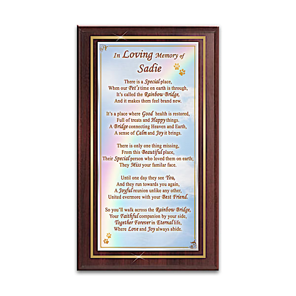 Rainbow Bridge Personalized Pet Remembrance Plaque