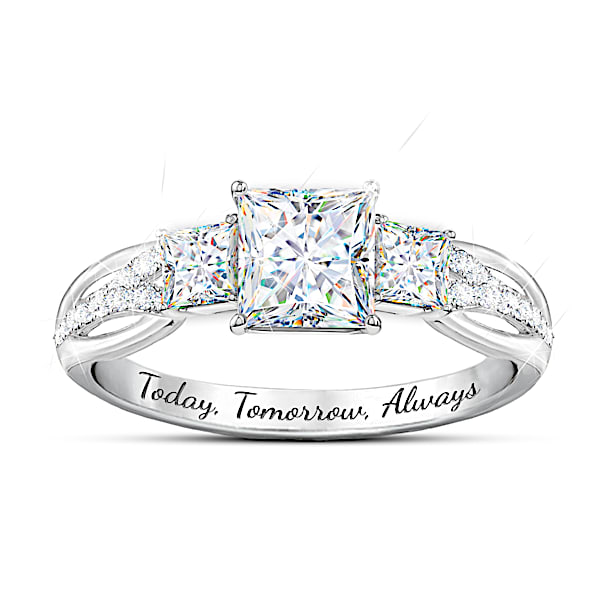 Romantic Ring With 1.5 Carats Of Moissanite Stones