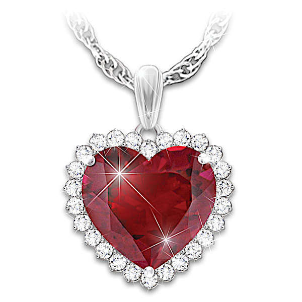 With All My Heart 2-Carat Ruby Pendant With White Topaz