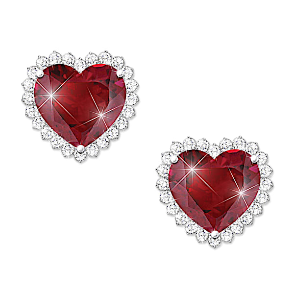 With All My Heart 1 Ctw Ruby Earrings With White Topaz