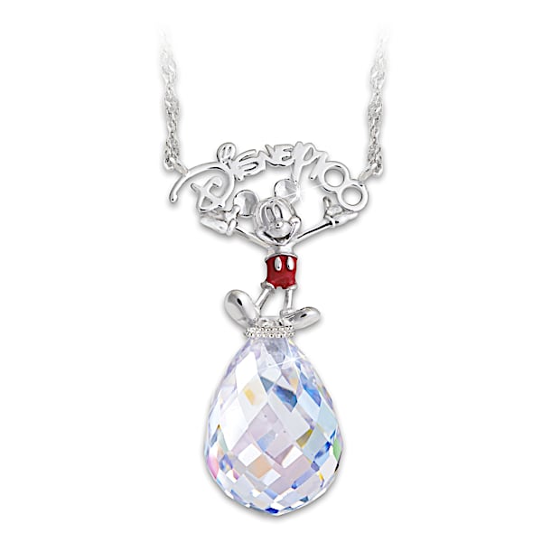 Disney100: Mickey Mouse Briolette Crystal Pendant Necklace