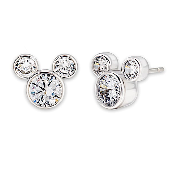 Disney Mickey Mouse Stud Earrings With 3 Carats Of Crystals