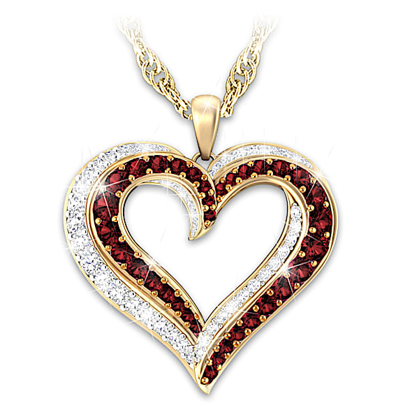 Perfect Together Garnet And Diamond Entwined Heart Pendant