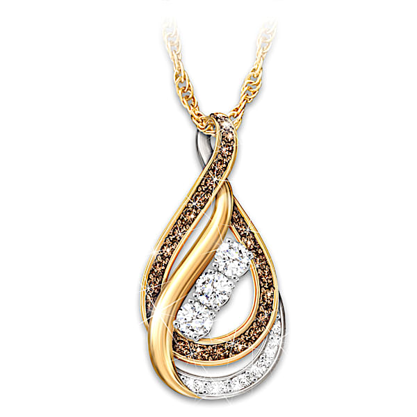 White Topaz Infinity Necklace With Mocha And White Diamonds