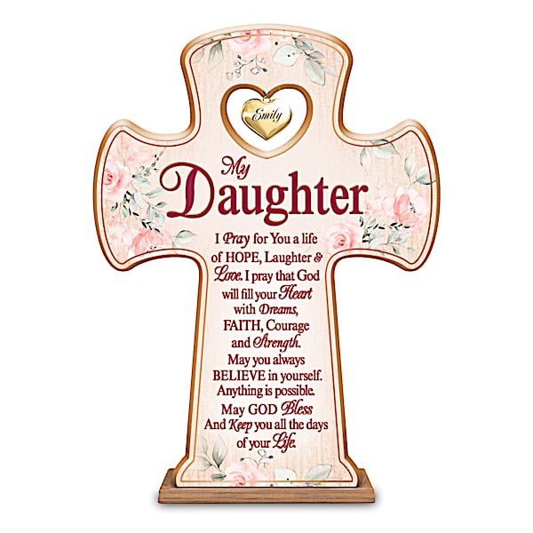 Floral Prayer Cross Personalized With Your Daughter's Name
