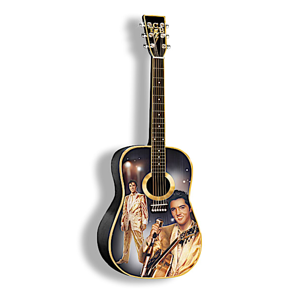 Elvis Presley Guitar Sculpture With Color-Changing Lights