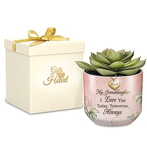 Personalized Faux Succulent Planter For Granddaughters