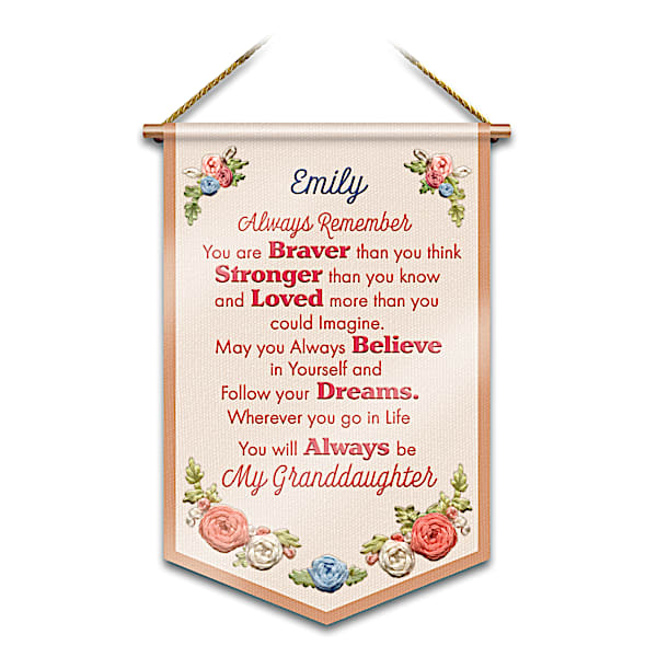 Personalized Embroidered Floral Banner For Granddaughters