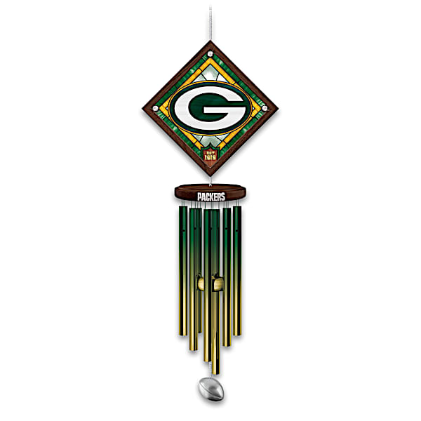 NFL Green Bay Packers Wind Chime With Stained-Glass Logo