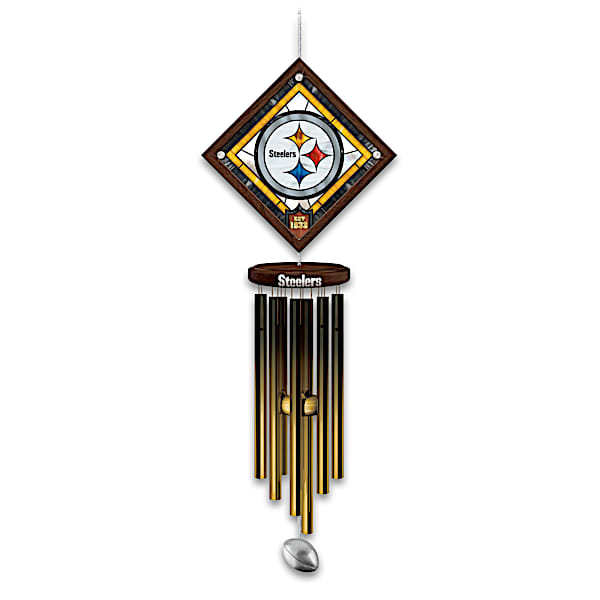 NFL Pittsburgh Steelers Wind Chime With Stained-Glass Logo