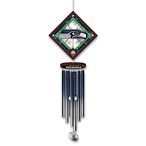 NFL Seattle Seahawks Wind Chime With Stained-Glass Logo