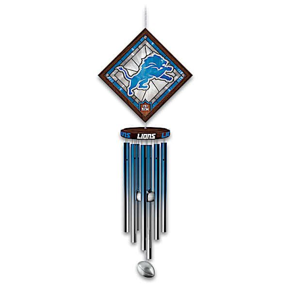 NFL Detroit Lions Wind Chime With Stained-Glass Logo