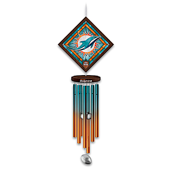 NFL Miami Dolphins Wind Chime With Stained-Glass Logo
