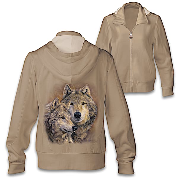 The Bond Women's Hoodie With Wolf Art By Lucie Bilodeau