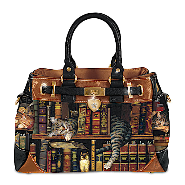 Charles Wysocki Cat Art Faux Leather Handbag