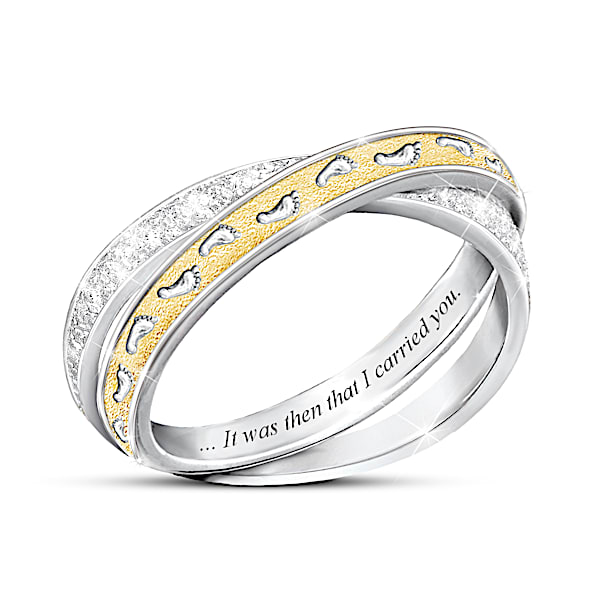 Footprints In The Sand Engraved Interlocking Women's Ring