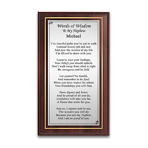 Words Of Wisdom Personalized Wooden Wall Plaque For Nephew