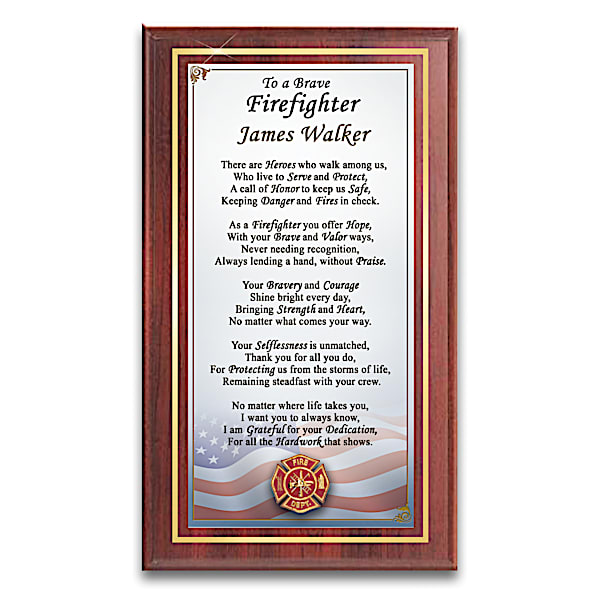 To A Brave Firefighter Personalized Wooden Wall Plaque
