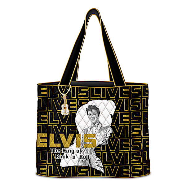 Elvis The King Of Rock 'N' Roll Tote Bag With Guitar Charm