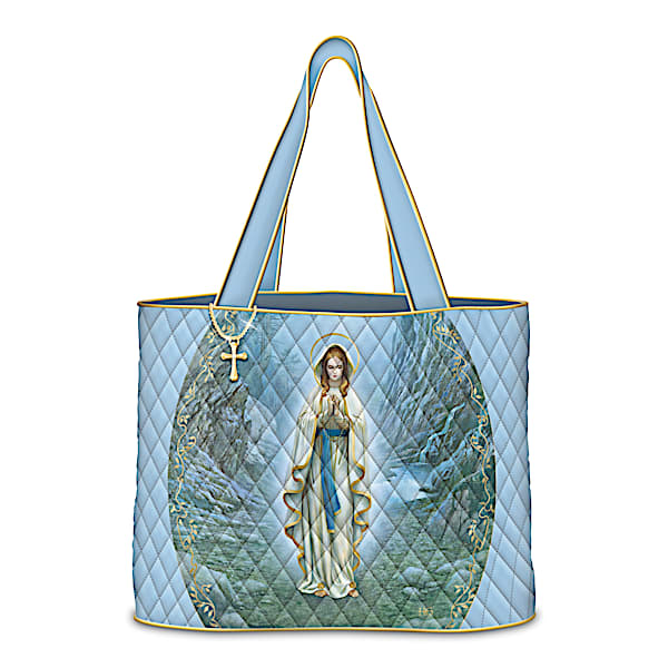 Hector Garrido Our Lady Of Lourdes Quilted Tote Bag