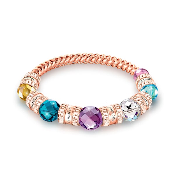Personalized Copper And Crystal Birthstones Family Bracelet