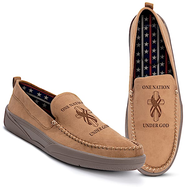 One Nation Under God Men's Faux Suede Moccasins