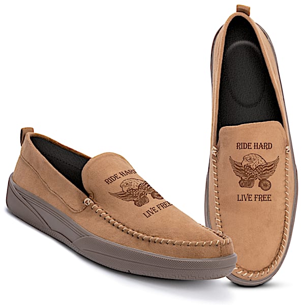 Ride Hard, Live Free Men's Biker-Themed Moccasins