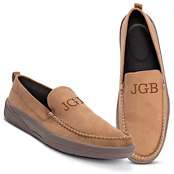 Faux Suede Men's Moccasins Personalized With Your Initials