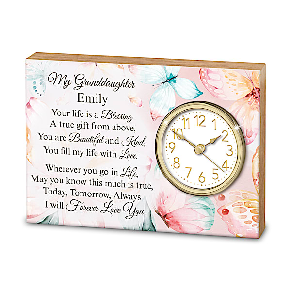 My Granddaughter, My Blessing Personalized Wood Desk Clock