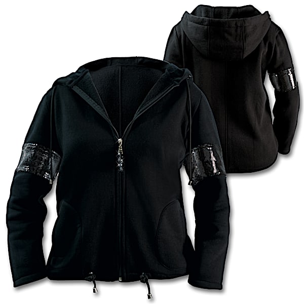 Bring On The Bling Full-Zip Hoodie With Black Sequins