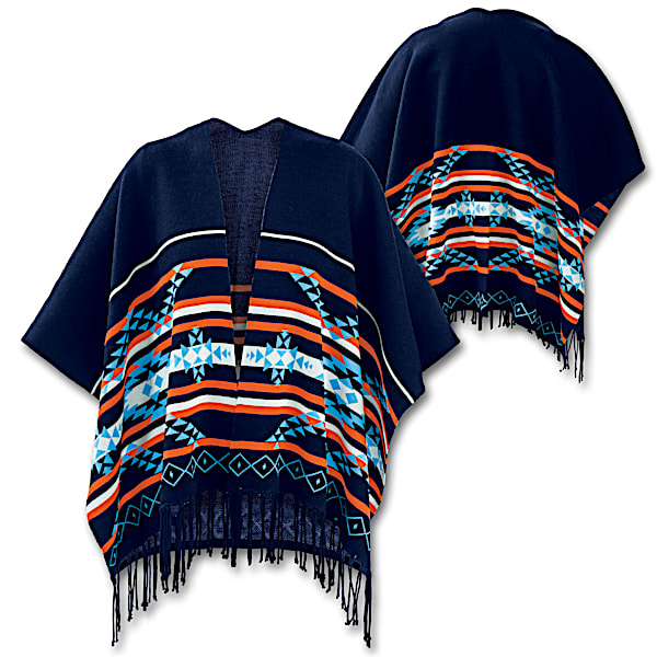 Santa Fe Fabulous Serape-Style Wrap Poncho Sweater