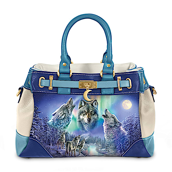 Wolf Art Faux Leather Handbag By James Meger