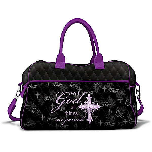 With God All Things Are Possible Quilted Weekender Bag