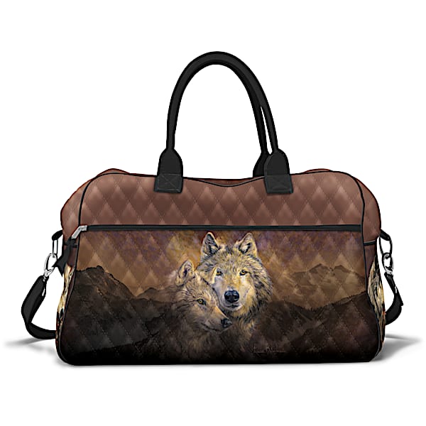 Lucie Bilodeau Wolves Quilted Weekender Bag