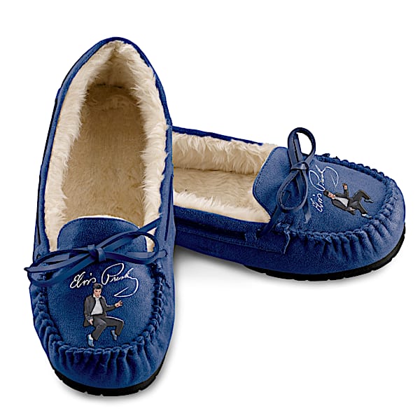 Elvis Presley Dancing Blues Suede Moccasins For Women