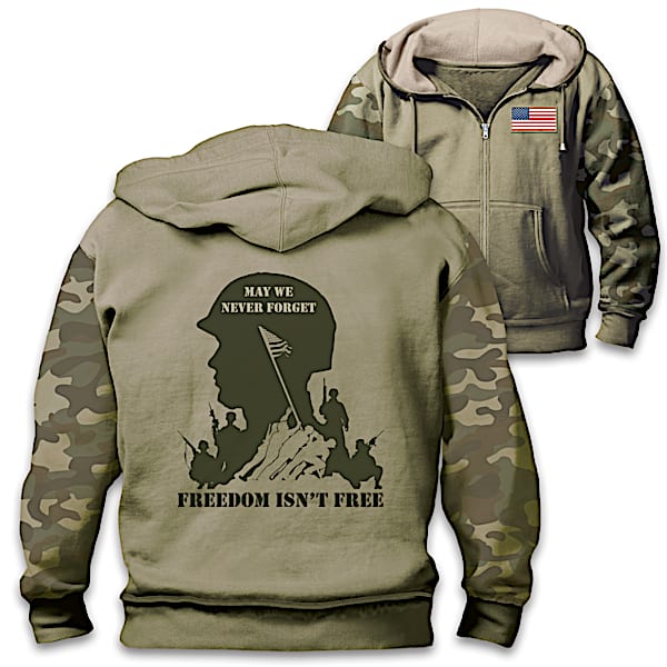 May We Never Forget Men's Hoodie Honors U.S. Armed Forces