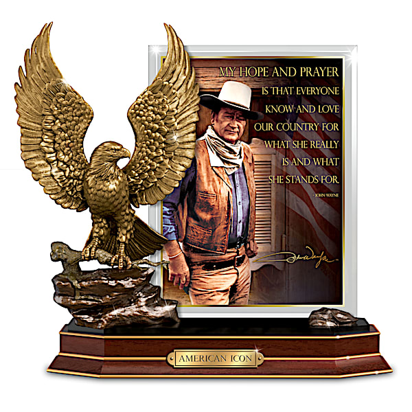 John Wayne American Icon Sculpture With Patriotic Quote
