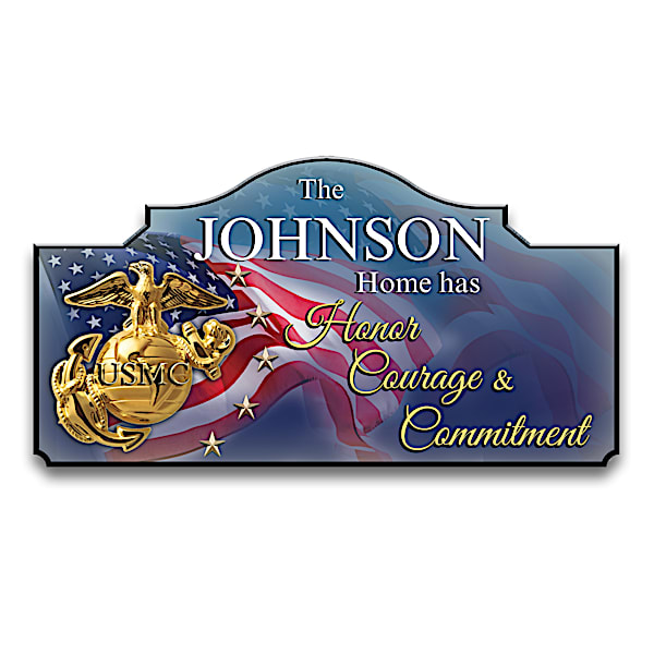 USMC Pride Personalized Outdoor Welcome Sign