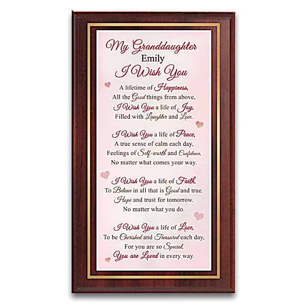 Granddaughter, I Wish You Personalized Wooden Wall Plaque