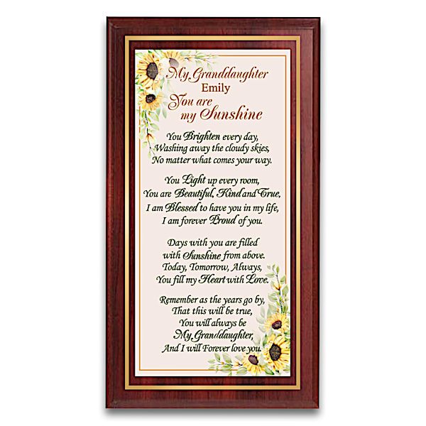 Granddaughter, You Are My Sunshine Personalized Wall Decor
