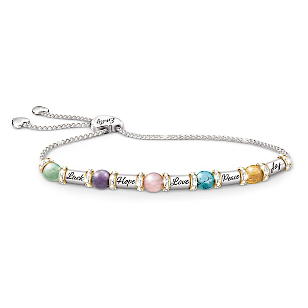 Wishes For My Daughter Gemstone Personalized Bolo Bracelet