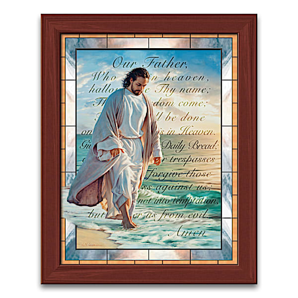 The Lord's Prayer Stained-Glass Wall Decor Lights Up