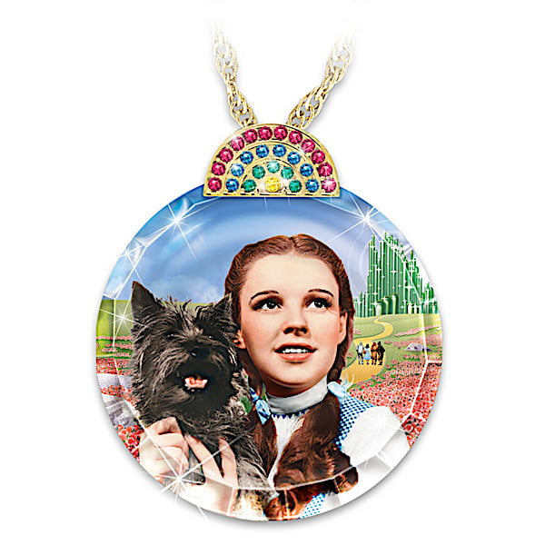 THE WIZARD OF OZ DOROTHY And TOTO Crystal Medallion Necklace