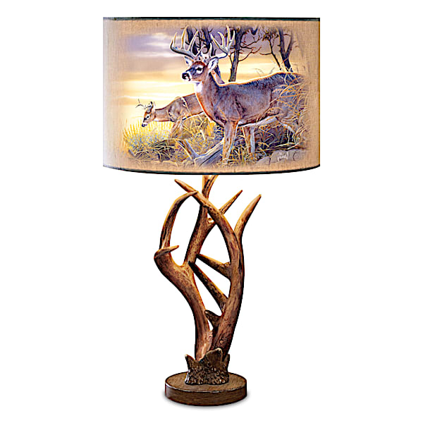 Al Agnew Forest Majesty Sculpted Deer Antler Lamp