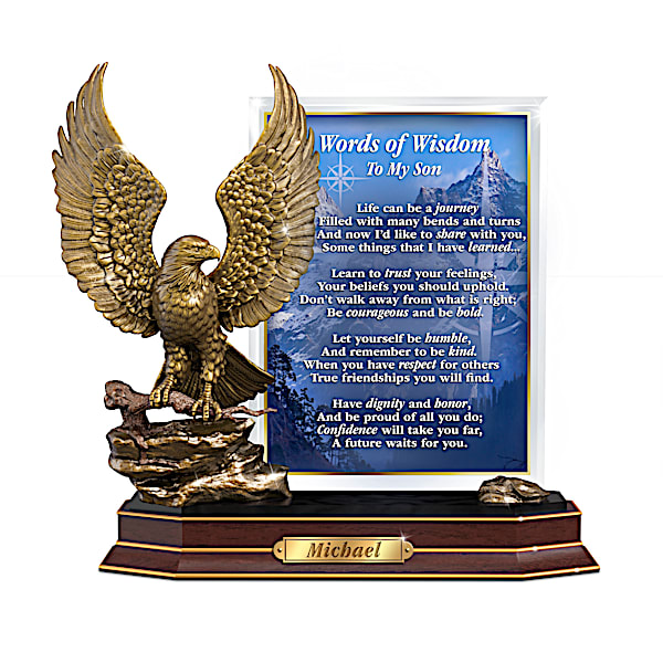 Words Of Wisdom Personalized Eagle Sculpture For Your Son
