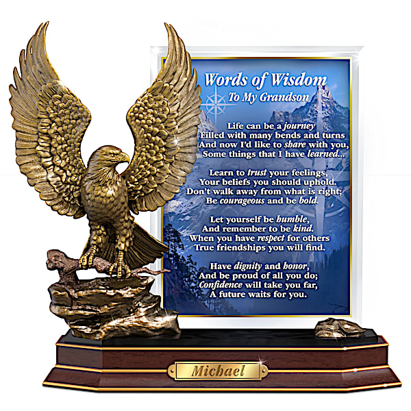 Words Of Wisdom Personalized Eagle Sculpture For Grandson